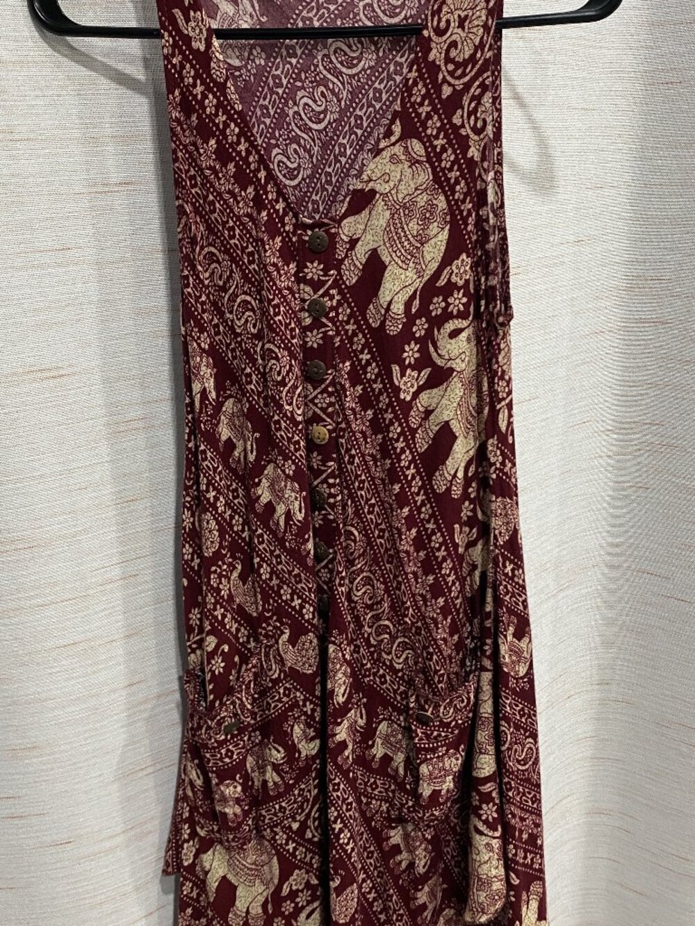 Dress With Pockets Red Cream Small Womens (317)